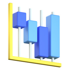 Candle stick chart 3D Icon Colorful Style