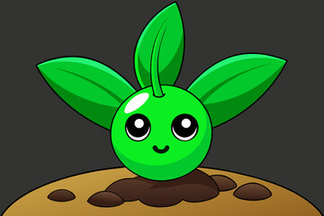 Naklejka premium Green plant growing in the dark soil with vibrant green leaves