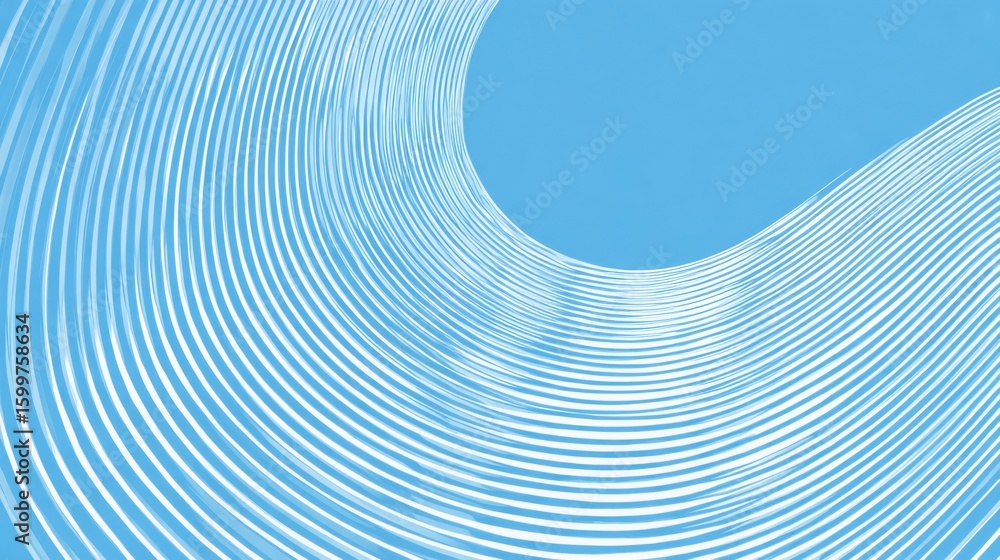 Poster curved, undulating lines flow across a light blue background, forming a rhythmic pattern that evokes