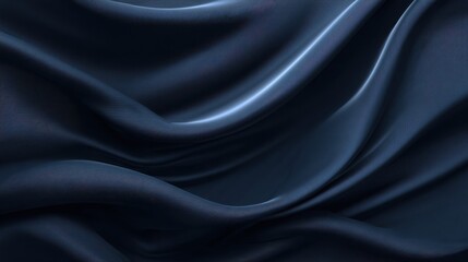 Obraz premium Soft dark blue fabric drapes and flows gracefully, showcasing smooth waves and gentle creases. The subtle sheen reflects light, adding depth to the texture.