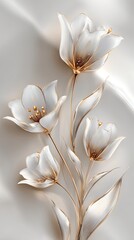 Elegant White And Gold 3D Tulips
