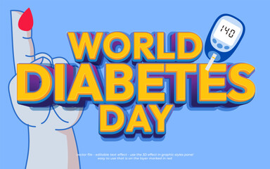 3d text effect for world diabetes day awareness