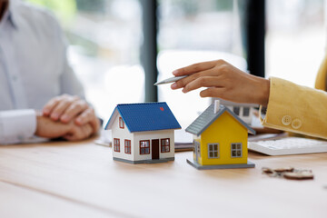 House model over the Sale representative offer the price list and condition for purchase or rental...