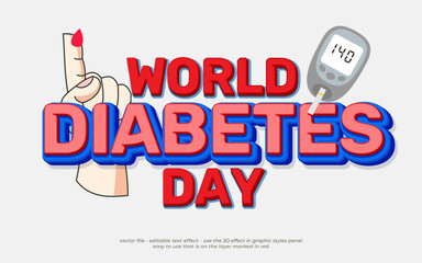 World Diabetes Day 3D style premium vector design text effect