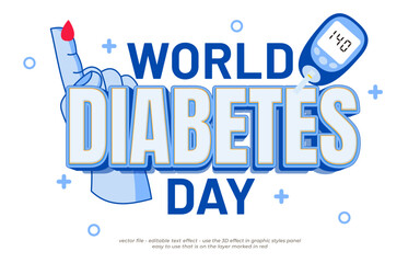 World diabetes day background with vector design text effect