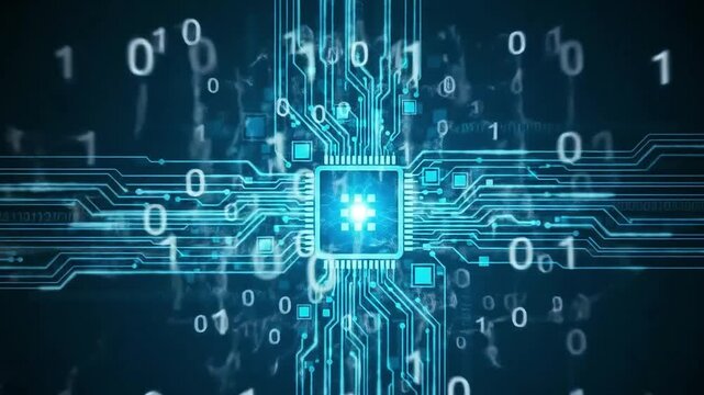 Advanced ai chip technology Microprocessor Connecting with Motherboard and pc System AI letters on chip glowing energy lines ai cpu gpu connected to Socket abstract technology background with numbers