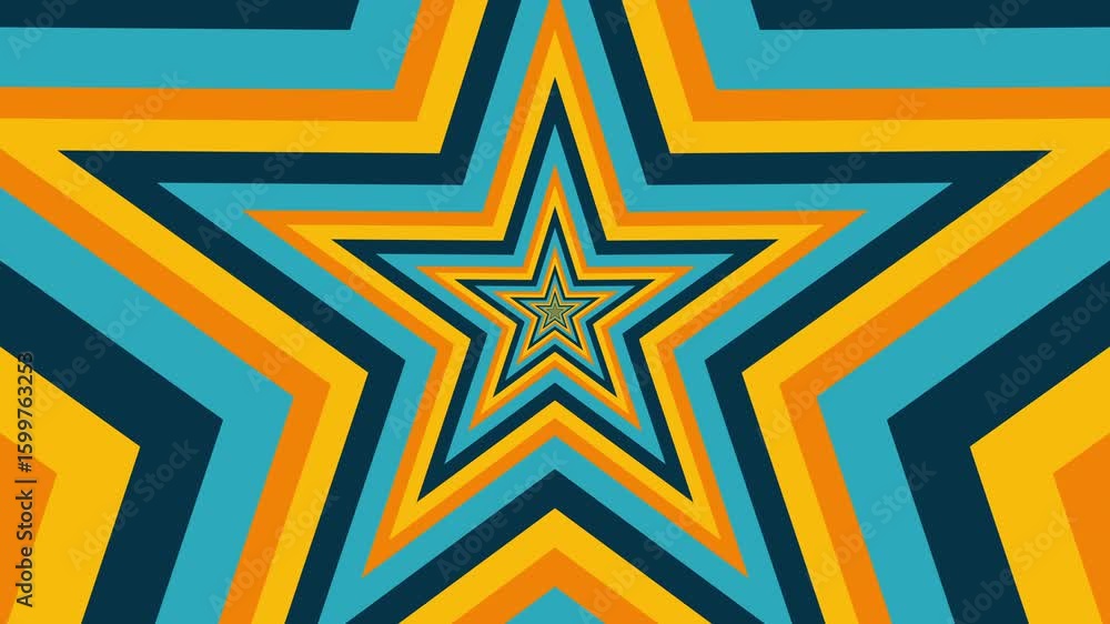 Wall mural abstract striped concentric star shapes expanding background loop