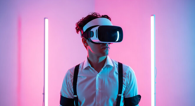 young man with headphones listening music