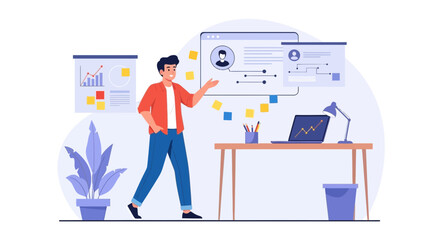 Effective Presentation Of Modern Business Strategy In Home Office Environment