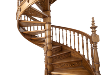 wooden spiral staircase png image on transparent background
