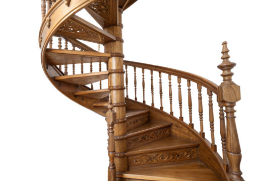 wooden spiral staircase png image on transparent background