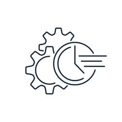 Time and process. Productivity, profitability. Vector linear icon illustration isolated on white background.