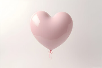 Floating Pink Heart Balloon on Clean Background