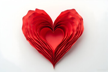 Crafted Red Paper Heart Layers on White Surface
