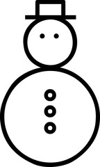 The image shows a simplified snowman with classic features like buttons, carrot nose, and winter accessories.