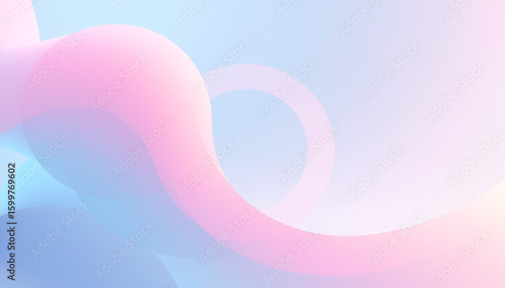 Poster abstract pastel gradient wave and circle shapes design