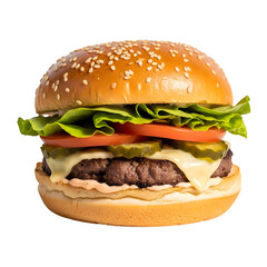 Delicious Gourmet Cheeseburger with Toppings.