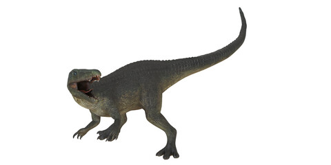 Realistic dinosaur rendering on a white background.