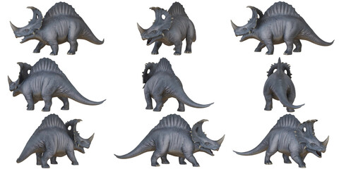 Collection of black triceratops dinosaur models. © Ilie