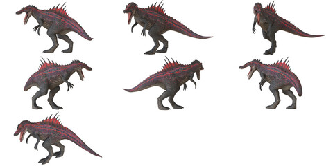 Dinosaur figurine displayed in various poses.