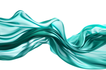 Flowing teal silk fabric elegant waves abstract background