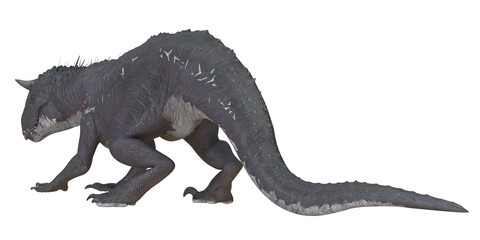 Realistic 3D render of a predatory dinosaur.