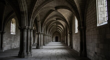 Naklejka premium Find Tranquility in the Quiet Zone of a Majestic Stone Hallway Structure