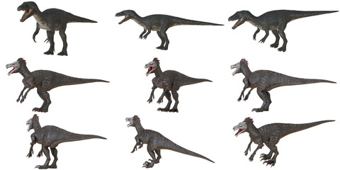 Collection of dinosaur models in dynamic poses