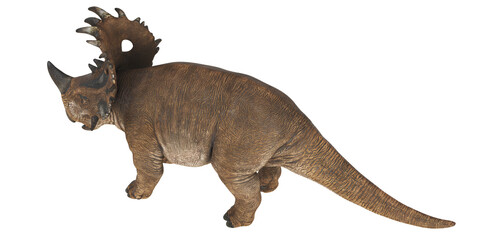 Brown horned dinosaur on a white background