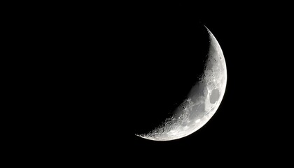 Crescent moon against a black backdrop