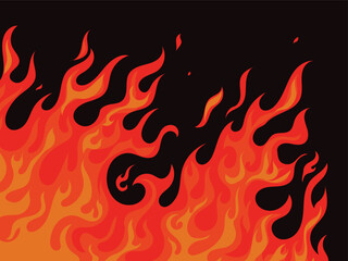 Burning fire on a dark background, flame
