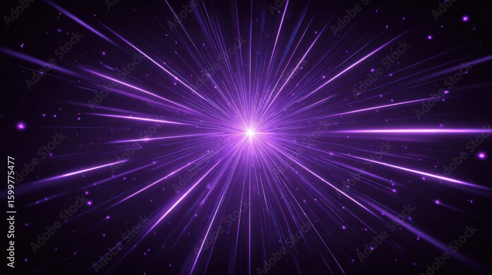 Aufkleber bright purple light beams extend outward in a cosmic setting, creating a dynamic and captivating eff