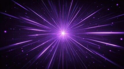 Fototapeta premium Bright purple light beams extend outward in a cosmic setting, creating a dynamic and captivating effect that evokes a sense of energy and movement in the darkness of space.