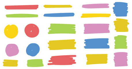 Highlight the marker, hand drawn painted strokes, brushes frames