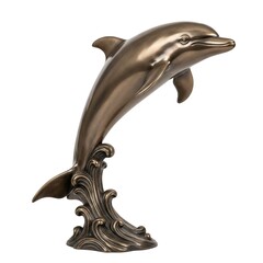 Jumping dolphin statue isolated on white background