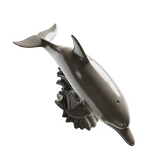 Jumping dolphin statue isolated on white background
