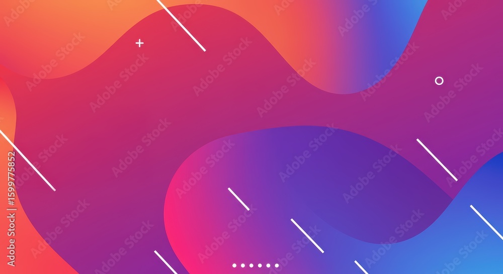Fototapete fluid gradient abstract background with geometric shapes. modern pink and blue smooth wavy backdrop 