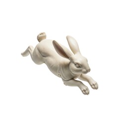 Jumping rabbit statue isolated on white background