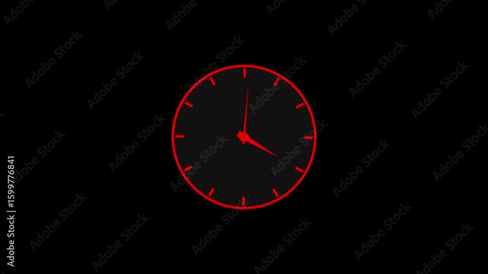 Poster clock icon animation.digital clock icon animation with black background.