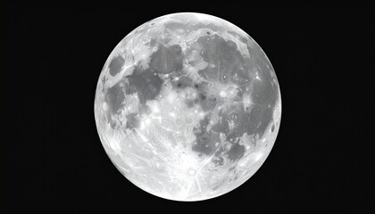 Fototapeta premium Bright full moon illuminating the dark night sky with its detailed craters and soft moonlight