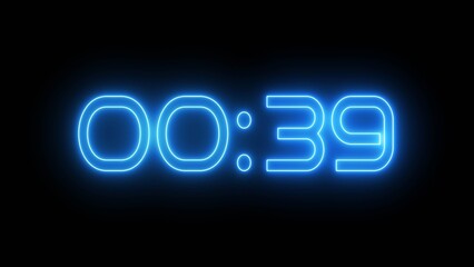 Neon Countdown timer clock number 39 illustration.
