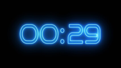 Neon Countdown timer clock number 29 illustration.