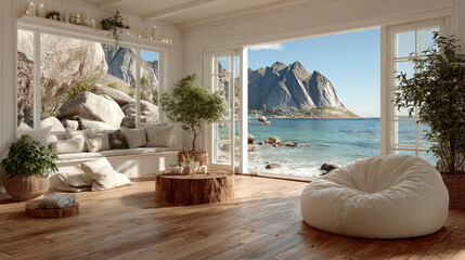 Naklejka premium Scenic Backdrop For Online Webinar Video Calls And Teams Meeting Presentations At Home