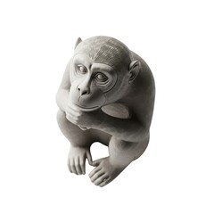 Sitting monkey statue while thinking isolated on white background