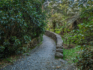 Gravel Paved Curved Garden Wall