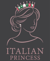 Italian Princess Proud Italian Girl Italy Flag Italian T-Shirt
