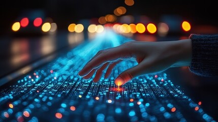 Interactive Digital World: Hand Interacting with Futuristic Interface