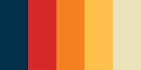 Bold Retro Vertical Stripes Vector Background. Navy Red Orange Yellow Minimal Seamless Art