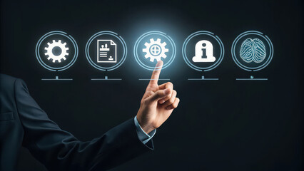 Business automation and technology concept with gears and ai for digital transformation strategy