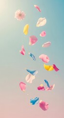 Pastel Flower Petals Falling: Soft, Dreamy, Springtime Background Image